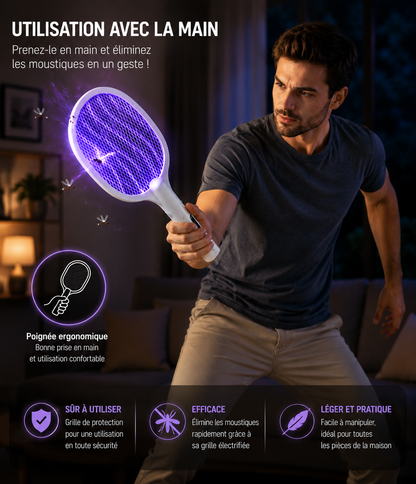 Raquette UV anti-moustique électrique